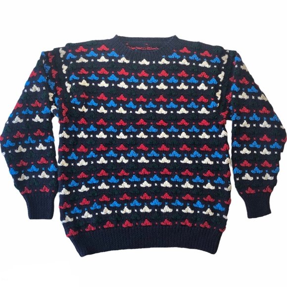 Vintage Other - Vintage Men’s Handknit Wool Sweater Multicolour L